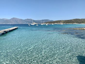 Scenic view of sea against clear sky