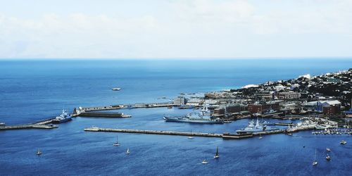 High angle view of sea against sky