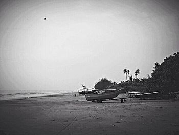 View of boats at beach