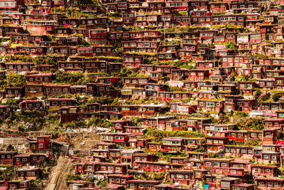 High angle view of buildings in city