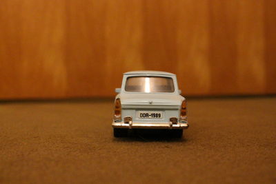 Close-up of toy car on table