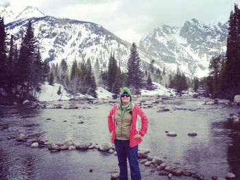 People standing on snow covered mountain