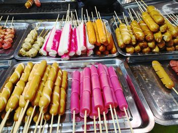 Various fruits for sale at market stall