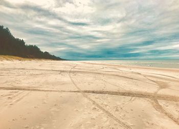 Scenic view of beach against sky