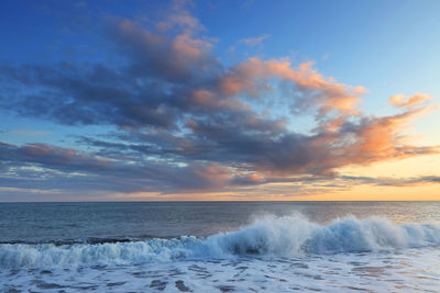 Scenic view of sea against sky during sunset