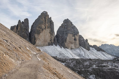 Panoramic view of rocky mountains against sky