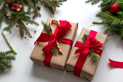 Christmas decorations on table