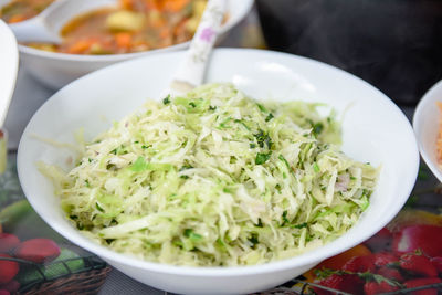 Close-up of food in bowl on table