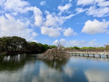 View of river against cloudy sky