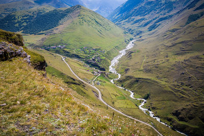 Landscape of the green mountains of the caucasus