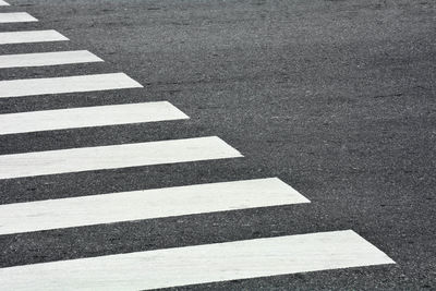 High angle view of zebra crossing on road