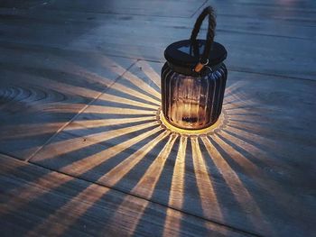 High angle view of illuminated lamp on floor