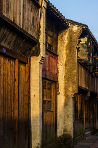 Low angle view of old building against sky