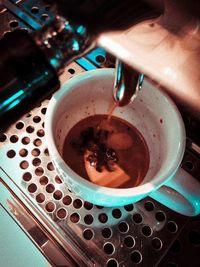 High angle view of coffee cup