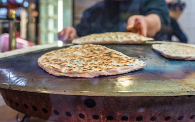 Close-up of bread on utensil