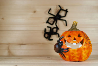 Close-up of pumpkin on table