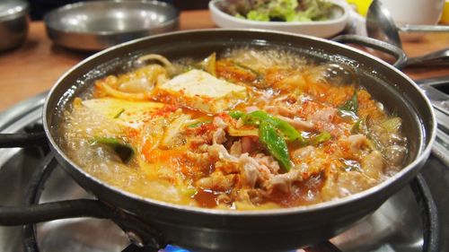 Close-up of soup in bowl