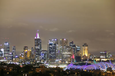 Cityscape image of melbourne cbd high rise buildings, australia at night