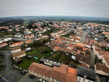 High angle view of townscape against sky