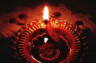 Close-up of illuminated candle
