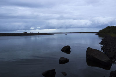 Scenic view of lake against sky