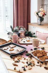 View of food on table at home