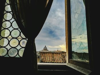 View of building through window