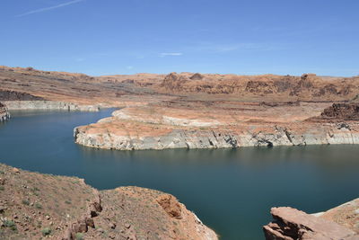 Scenic view of lake against clear sky