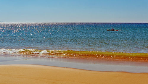 Scenic view of sea against clear sky