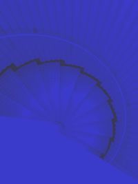 High angle view of blue spiral staircase
