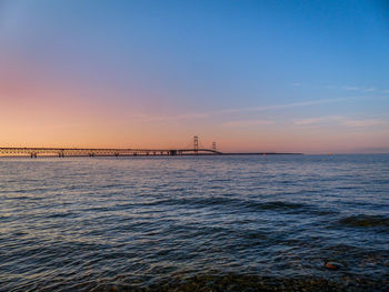 Summer sunset on the mackinac bridge - michigan