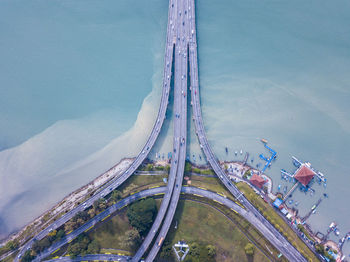 High angle view of bridge over sea