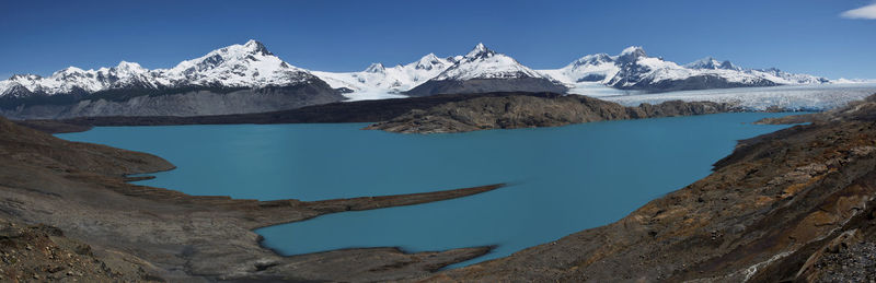 Scenic view of snow covered mountains against sky