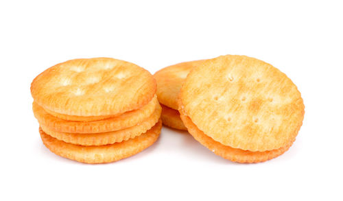 Close-up of cookies against white background