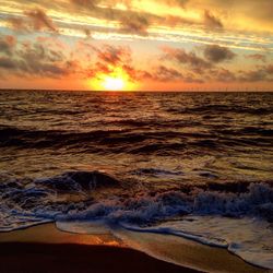 Scenic view of sea during sunset