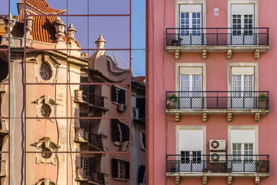 Buildings with reflection in city