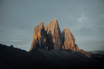 Rock formations on landscape against sky