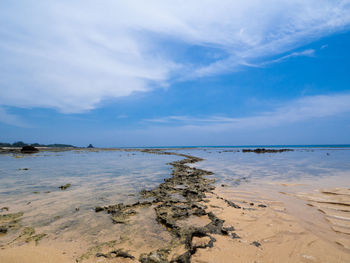 Scenic view of beach against sky