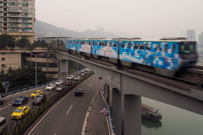 High angle view of bridge over river in city