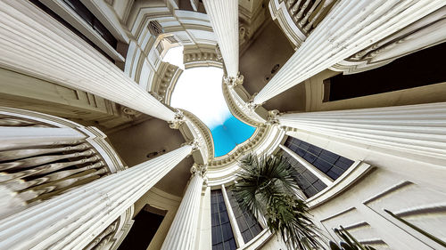 Low angle view of modern building against sky