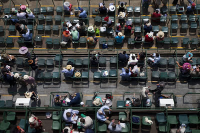 Directly above view of large group of people