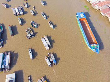 High angle view of people on beach