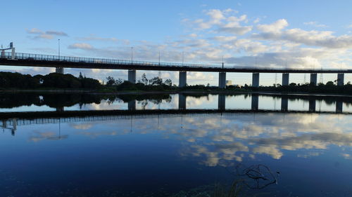 Reflection of bridge in water