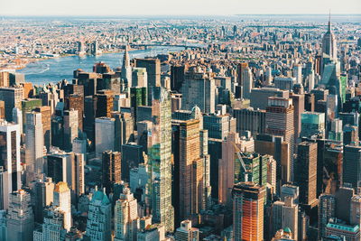 Aerial view of buildings at manhattan