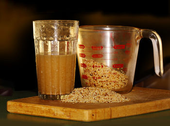 Close-up of drink in glass on table