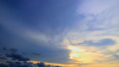 Low angle view of sky during sunset