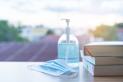 Close-up of books on table