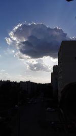 View of city against cloudy sky