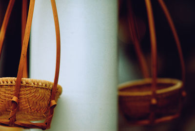 Close-up of wicker basket