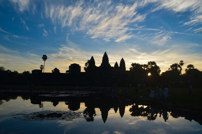 Silhouette of temple against sky during sunset